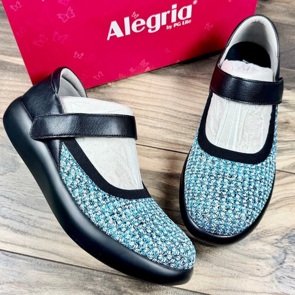 NIB Alegria by PG Lite 40 9.5-10 Olivia Comfort Mary Jane Shoes Black Multi